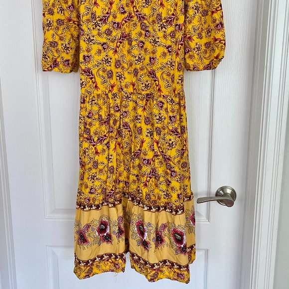 Long Sleeve Yellow Floral Maxi Dress from Shein with Purple Detail - Picture 12 of 14